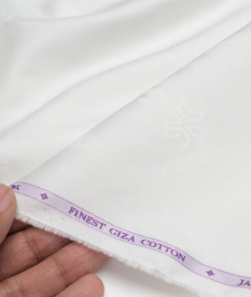 Soktas  Giza Cotton Self Design Shirting Fabric (White)
