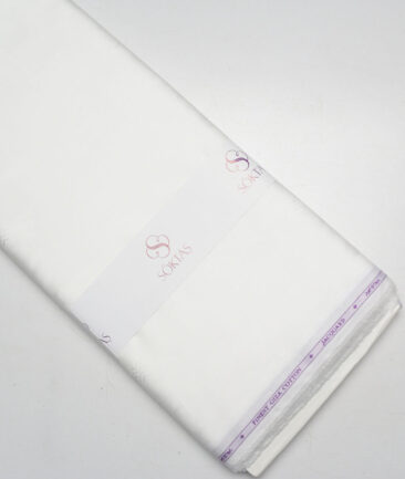 Soktas  Giza Cotton Self Design Shirting Fabric (White)