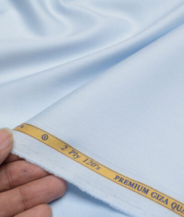 Soktas 2 Ply 120's Giza Cotton Solids Shirting Fabric (Sky Blue)