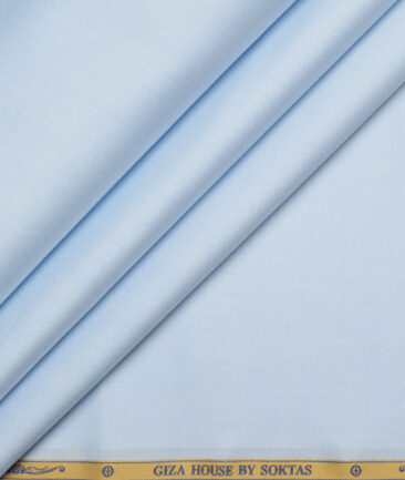 Soktas 2 Ply 120's Giza Cotton Solids Shirting Fabric (Sky Blue)