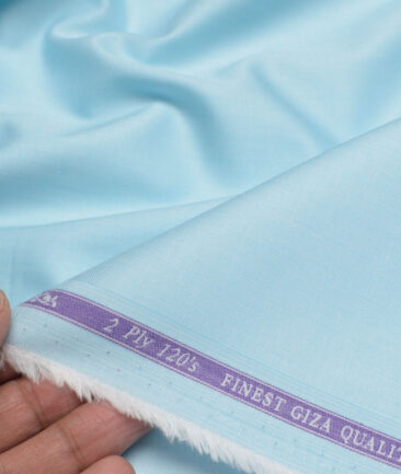 Soktas 2 Ply 120's Giza Cotton Solids Shirting Fabric (Arctic Blue)