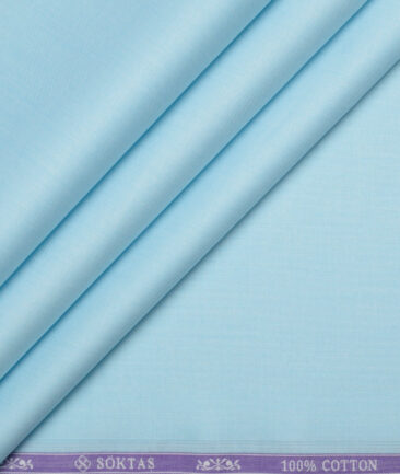 Soktas 2 Ply 120's Giza Cotton Solids Shirting Fabric (Arctic Blue)