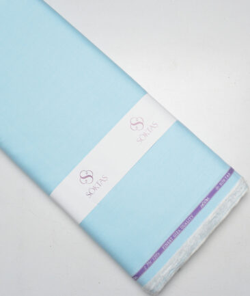Soktas 2 Ply 120's Giza Cotton Solids Shirting Fabric (Arctic Blue)