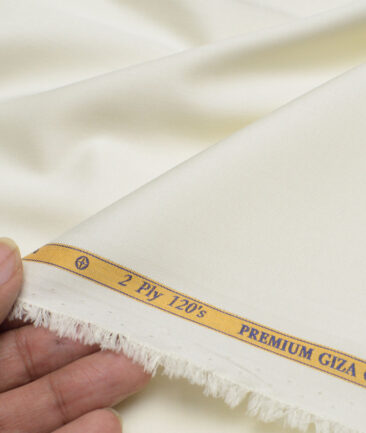 Soktas 2 Ply 120's Giza Cotton Solids Shirting Fabric (Cream)