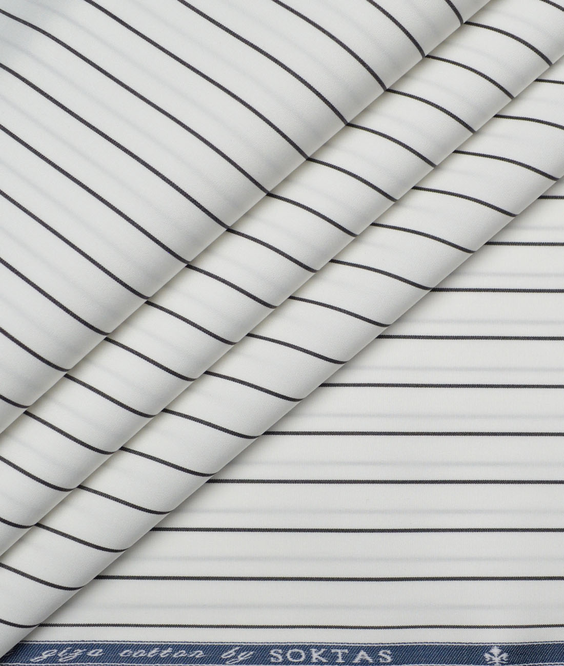 Soktas 2 Ply 140's Giza Cotton Striped Shirting Fabric (White & Black) Soktas 2 Ply 140's Giza Cotton Striped Shirting Fabric (White & Black)