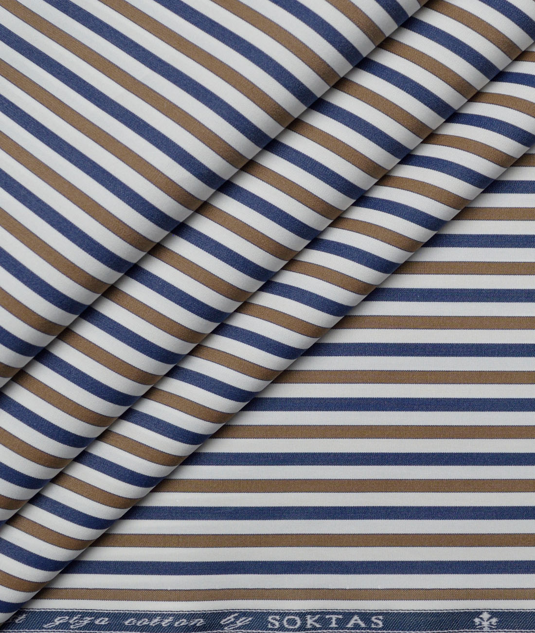 Soktas 2 Ply 140's Giza Cotton Striped Shirting Fabric (White & Brown) Soktas 2 Ply 140's Giza Cotton Striped Shirting Fabric (White & Brown)