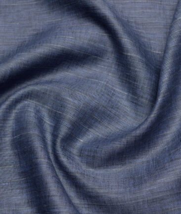 Linen Club 80 LEA European Linen Striped Shirting Fabric (Dusky Blue)