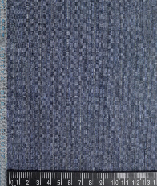 Linen Club 80 LEA European Linen Striped Shirting Fabric (Dusky Blue)