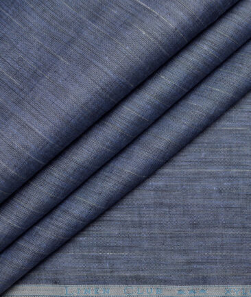 Linen Club 80 LEA European Linen Striped Shirting Fabric (Dusky Blue)