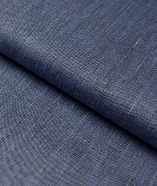 Linen Club 80 LEA European Linen Striped Shirting Fabric (Dusky Blue)