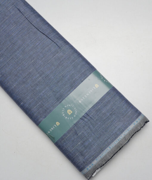 Linen Club 80 LEA European Linen Striped Shirting Fabric (Dusky Blue)