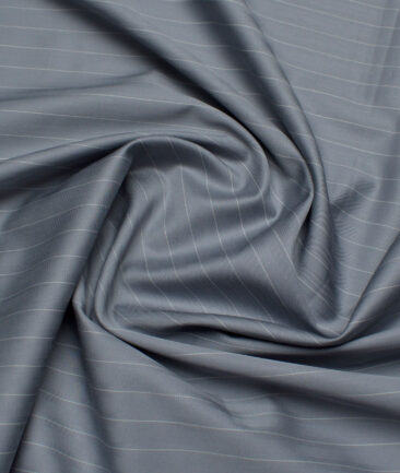 Primante By Arvind 1 Ply 90's Giza Cotton Striped Shirting Fabric (Grey)