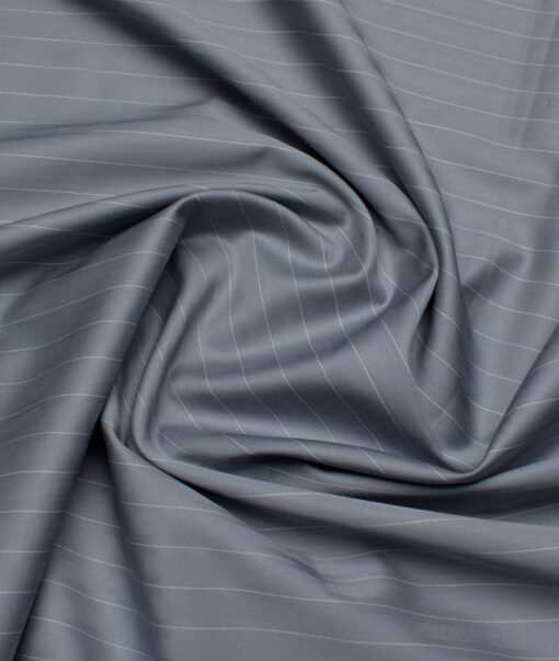 Primante By Arvind 1 Ply 90's Giza Cotton Striped Shirting Fabric (Grey)