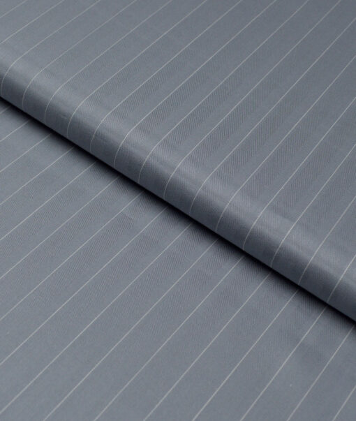 Primante By Arvind 1 Ply 90's Giza Cotton Striped Shirting Fabric (Grey)