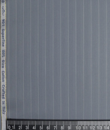 Primante By Arvind 1 Ply 90's Giza Cotton Striped Shirting Fabric (Grey)