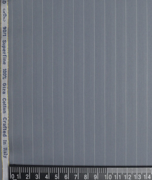 Primante By Arvind 1 Ply 90's Giza Cotton Striped Shirting Fabric (Grey)