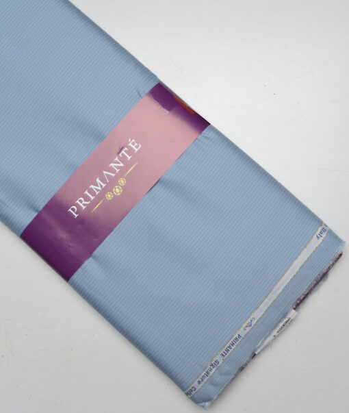Primante By Arvind 1 Ply 90's Giza Cotton Striped Shirting Fabric (Light Blue)