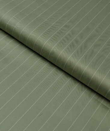Primante By Arvind 1 Ply 90's Giza Cotton Striped Shirting Fabric (Olive Green)