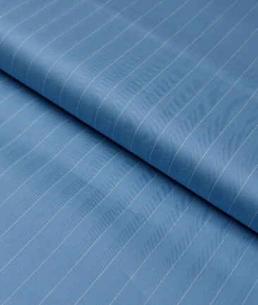 Primante By Arvind 1 Ply 90's Giza Cotton Striped Shirting Fabric (Pastel Blue)