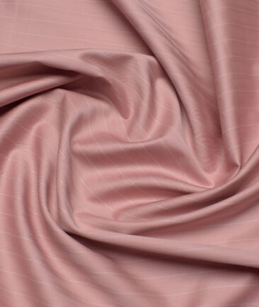 Primante By Arvind 1 Ply 90's Giza Cotton Striped Shirting Fabric (Peach)