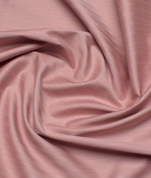 Primante By Arvind 1 Ply 90's Giza Cotton Striped Shirting Fabric (Peach)