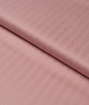 Primante By Arvind 1 Ply 90's Giza Cotton Striped Shirting Fabric (Peach)