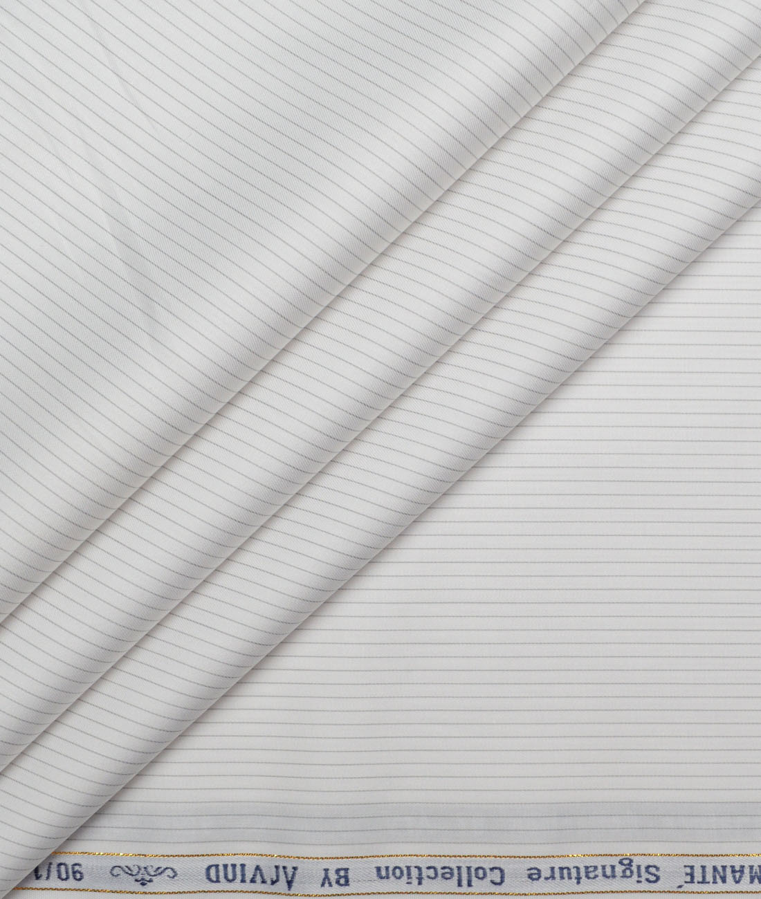 Primante By Arvind 1 Ply 90's Giza Cotton Striped Shirting Fabric (White & Grey) Primante By Arvind 1 Ply 90's Giza Cotton Striped Shirting Fabric (White & Grey)