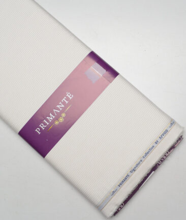 Primante By Arvind 1 Ply 90's Giza Cotton Striped Shirting Fabric (White & Brown)