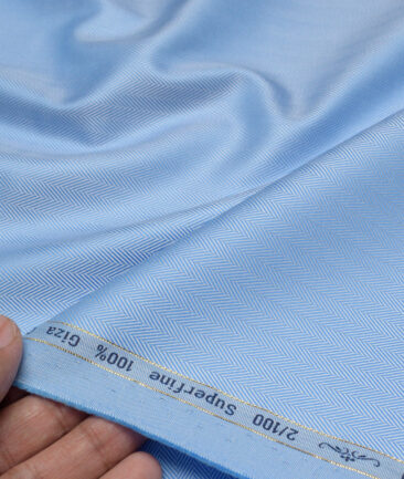 Primante By Arvind 2 Ply 100's Giza Cotton Striped Shirting Fabric (Blue)