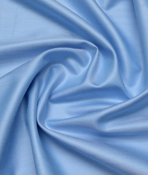Primante By Arvind 2 Ply 100's Giza Cotton Striped Shirting Fabric (Blue)