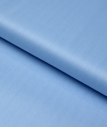 Primante By Arvind 2 Ply 100's Giza Cotton Striped Shirting Fabric (Blue)