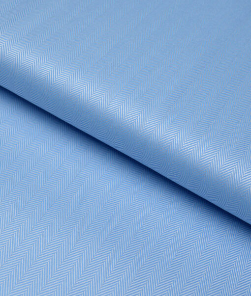 Primante By Arvind 2 Ply 100's Giza Cotton Striped Shirting Fabric (Blue)