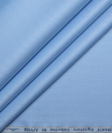 Primante By Arvind 2 Ply 100's Giza Cotton Striped Shirting Fabric (Blue)