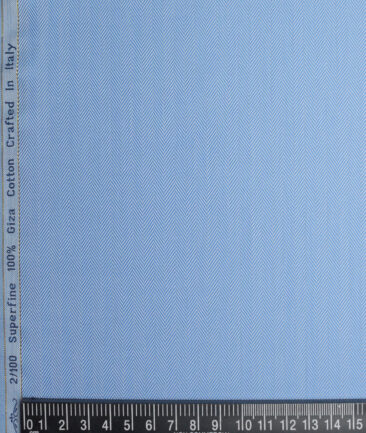 Primante By Arvind 2 Ply 100's Giza Cotton Striped Shirting Fabric (Blue)