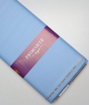 Primante By Arvind 2 Ply 100's Giza Cotton Striped Shirting Fabric (Blue)