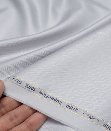 Primante By Arvind 2 Ply 100's Giza Cotton Striped Shirting Fabric (Light Grey)