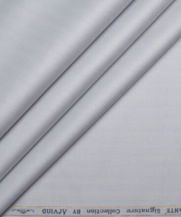 Primante By Arvind 2 Ply 100's Giza Cotton Striped Shirting Fabric (Light Grey)