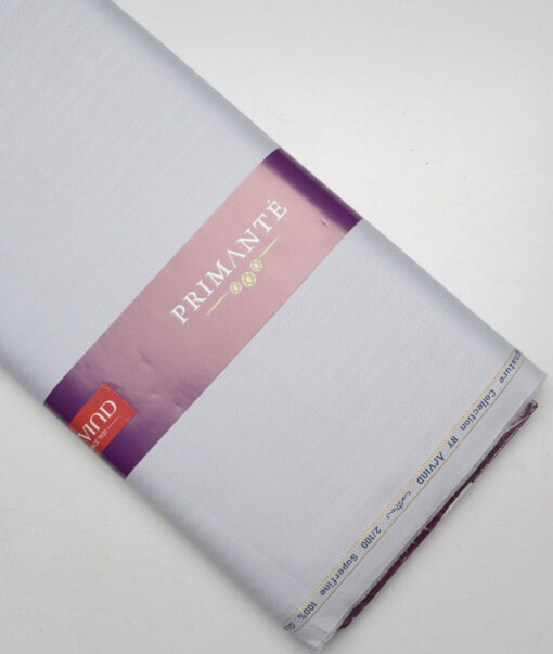 Primante By Arvind 2 Ply 100's Giza Cotton Striped Shirting Fabric (Light Grey)