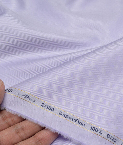 Primante By Arvind 2 Ply 100's Giza Cotton Striped Shirting Fabric (Light Purple)