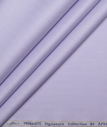 Primante By Arvind 2 Ply 100's Giza Cotton Striped Shirting Fabric (Light Purple)
