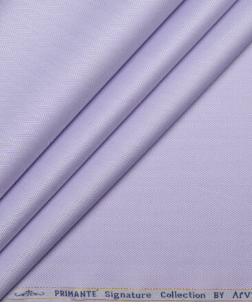 Primante By Arvind 2 Ply 100's Giza Cotton Striped Shirting Fabric (Light Purple)