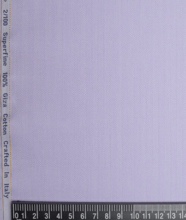 Primante By Arvind 2 Ply 100's Giza Cotton Striped Shirting Fabric (Light Purple)