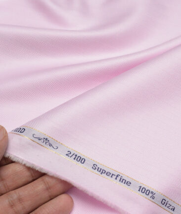 Primante By Arvind 2 Ply 100's Giza Cotton Striped Shirting Fabric (Pink)