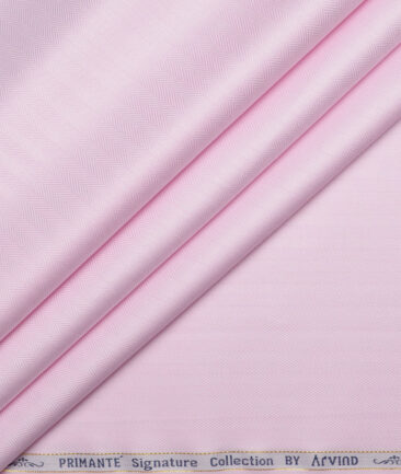 Primante By Arvind 2 Ply 100's Giza Cotton Striped Shirting Fabric (Pink)
