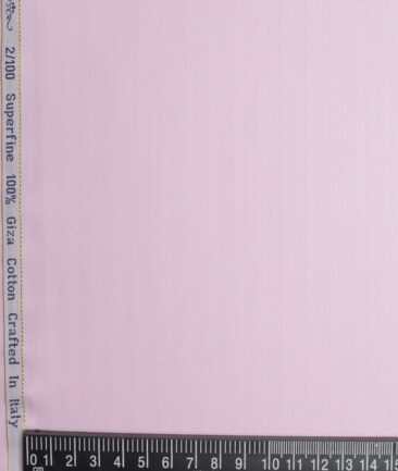 Primante By Arvind 2 Ply 100's Giza Cotton Striped Shirting Fabric (Pink)