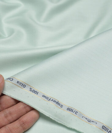 Primante By Arvind 2 Ply 100's Giza Cotton Striped Shirting Fabric (Surf crest Green)
