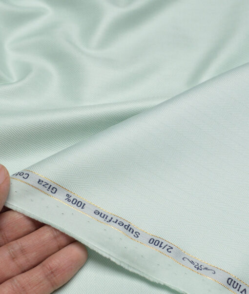 Primante By Arvind 2 Ply 100's Giza Cotton Striped Shirting Fabric (Surf crest Green)