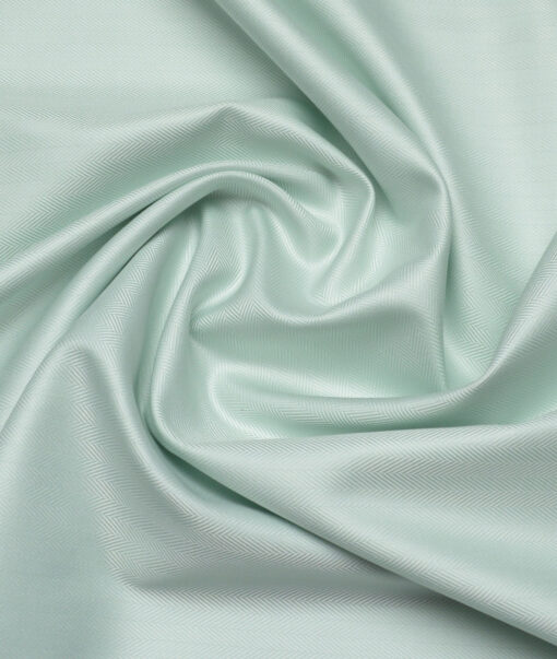 Primante By Arvind 2 Ply 100's Giza Cotton Striped Shirting Fabric (Surf crest Green)