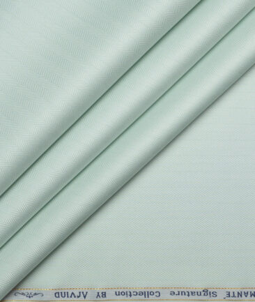 Primante By Arvind 2 Ply 100's Giza Cotton Striped Shirting Fabric (Surf crest Green)