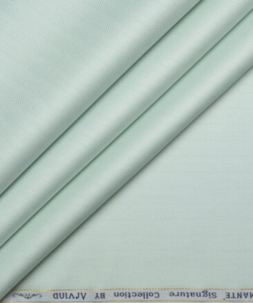 Primante By Arvind 2 Ply 100's Giza Cotton Striped Shirting Fabric (Surf crest Green)